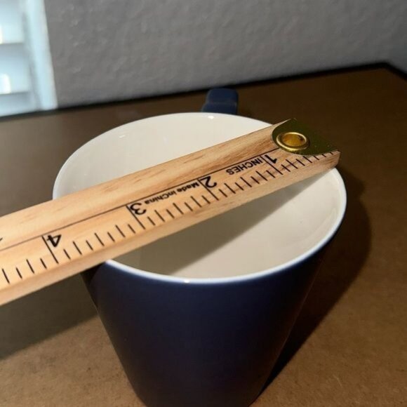 Blue Ceramic Mug With Decorative Handle 12 Oz - Picture 4 of 6